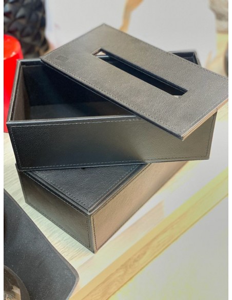 Caja decorativa pañuelos polipiel negra