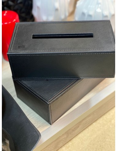 Caja decorativa pañuelos polipiel negra