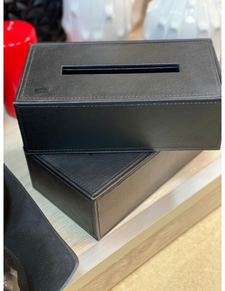 Caja decorativa pañuelos polipiel negra