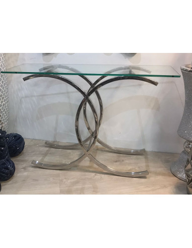 Consola pie c 120*78*40 acero/cristal